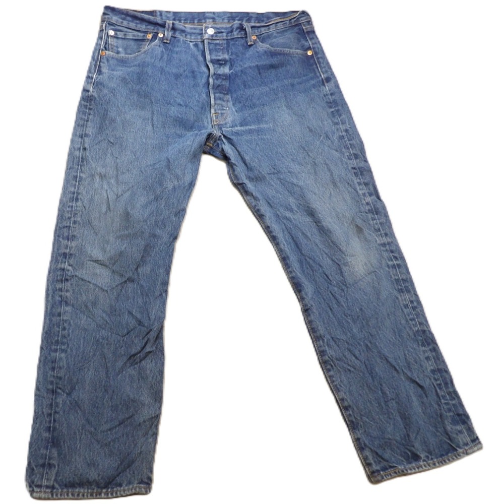 Levi's 501 Original Jeans Men W38xL30 Blue Denim Straight Leg Button Fly Cotton